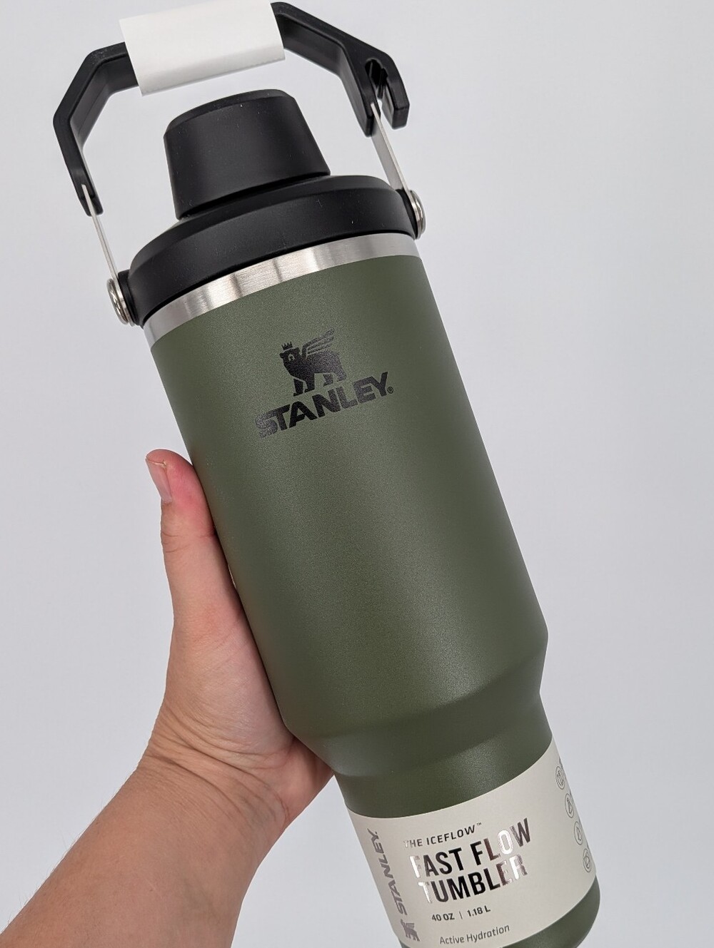 new STANLEY water Bottle Cup IceFlow Tumbler with Fast Flow Lid 40 OZ dried pine